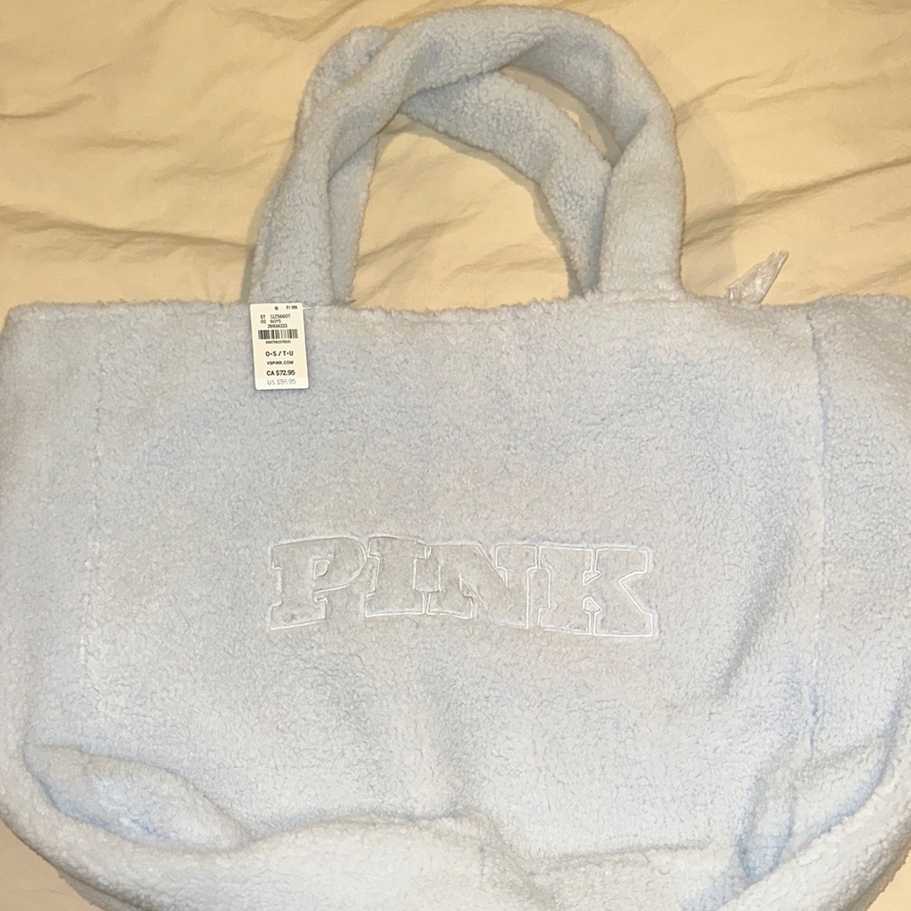PINK Victoria's Secret Soft Fleece Tote - Light Blue